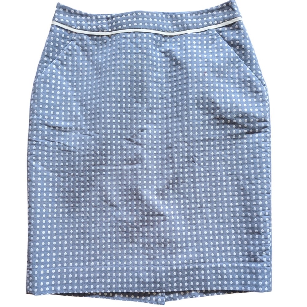 THE LIMITED Blue Polka Dot Pencil Skirt Size 0/XS Pockets Career Preppy Nautical